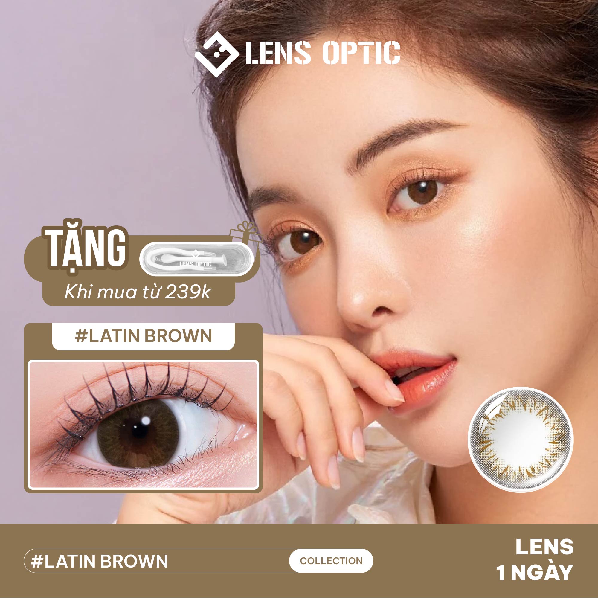Kính Áp Tròng 1 Ngày Clalen Iris Latin – Lens Nâu Cho Mắt Cận