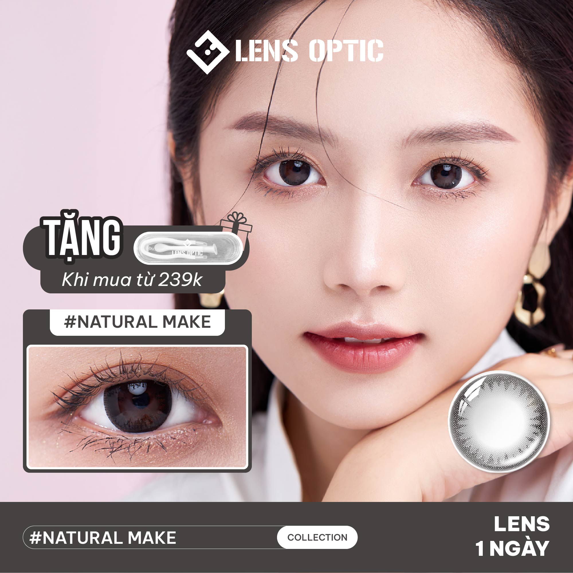 Kính áp tròng SEED 1 ngày màu Natural Make, lens SEED Eye coffret 1 day