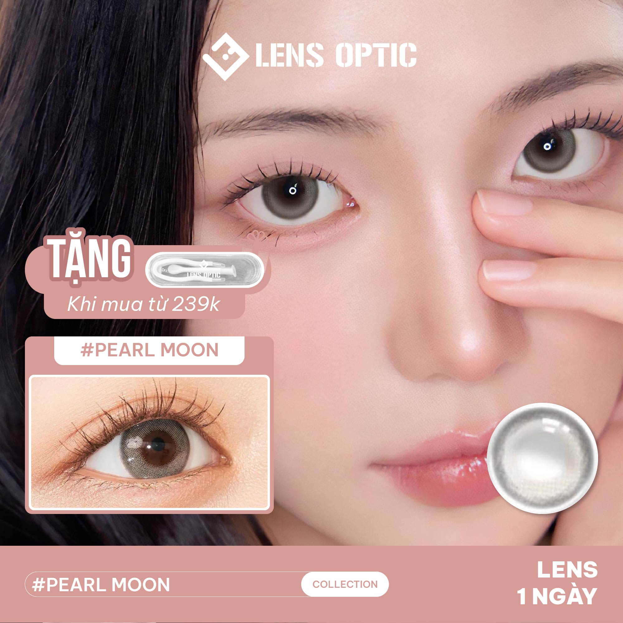 Kính áp tròng 1 ngày Clalen Iris Pearl Moon – Lens màu có độ cận