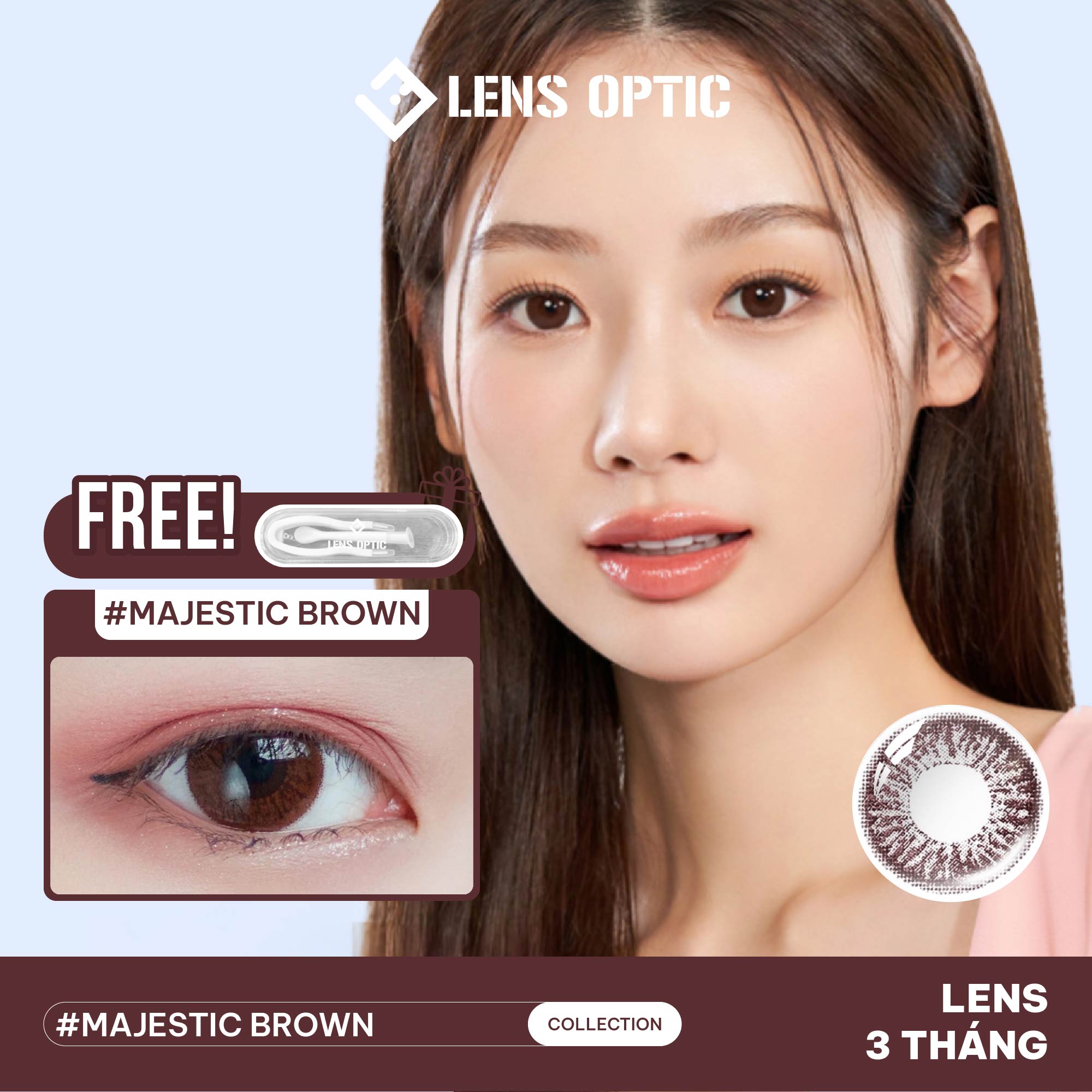 Kính giãn tròng Freshkon Alluring dùng 3 tháng - Majestic Brown