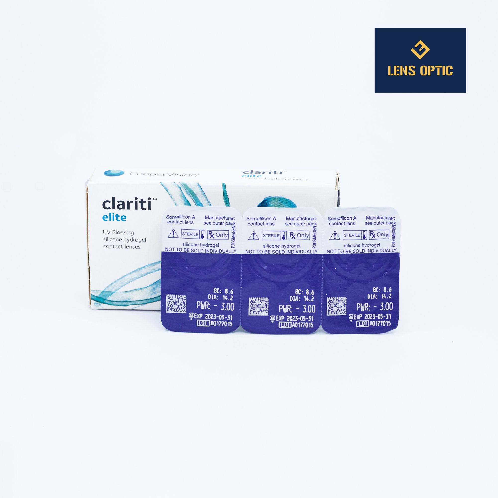 Kính áp tròng trong suốt Clariti Elite dùng 1 tháng, lens không màu có độ cho mắt cận- Lens Optic