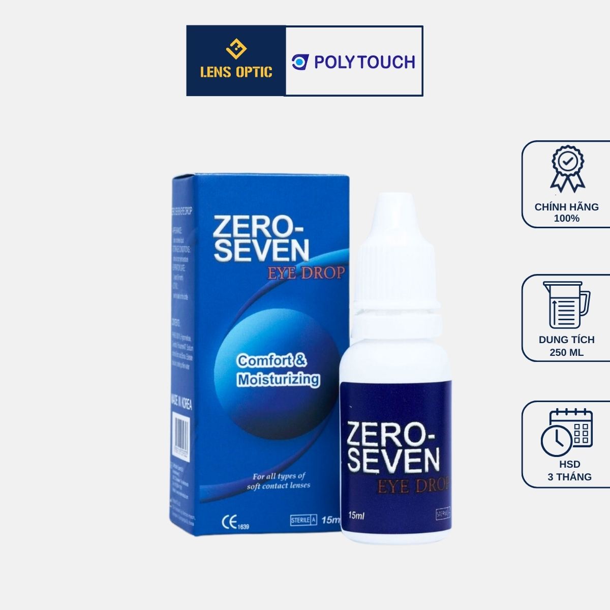 Nước nhỏ mắt lens Zero Seven 15ml - Nước mắt nhân tạo dành cho kính áp tròng - Lens Optic