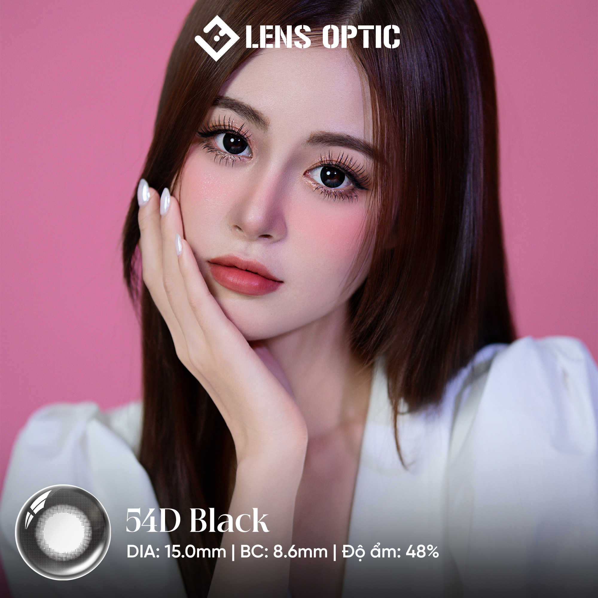 Kính Áp Tròng 6 Tháng Màu Đen 54D Giãn Tròng 15.0mm Chính Hãng