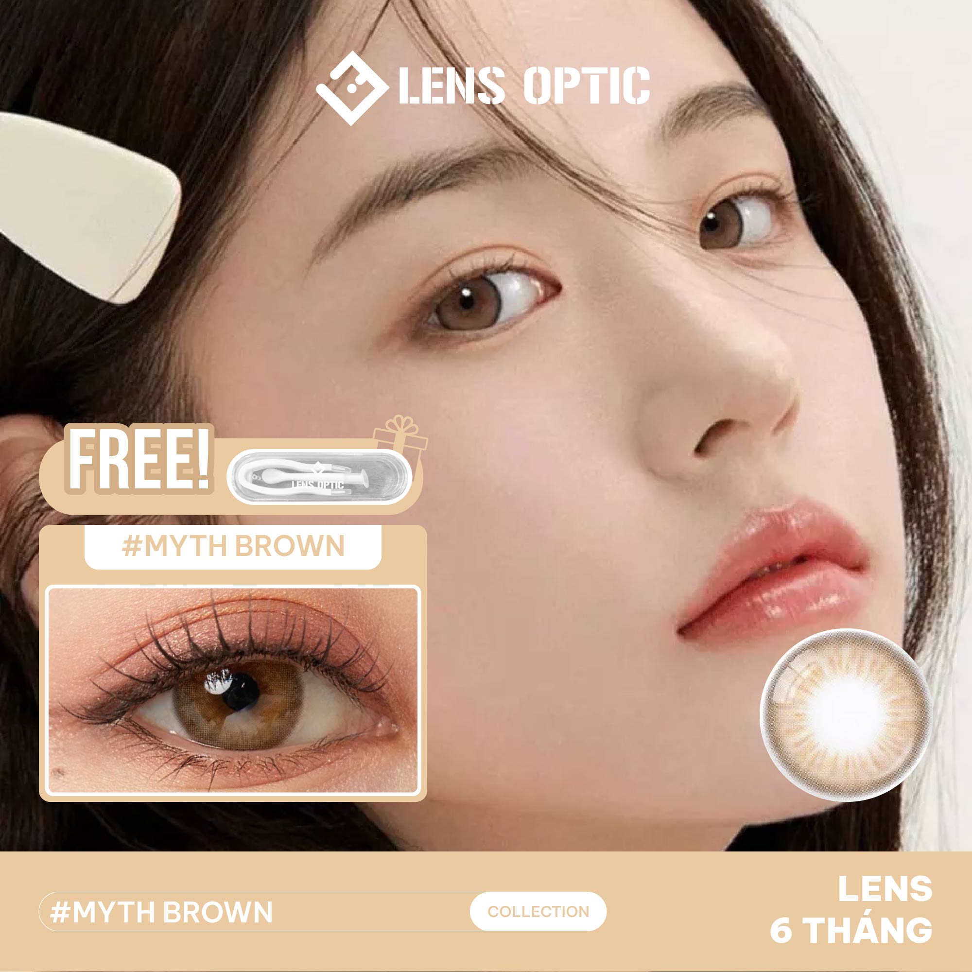 Kính Áp Tròng 6 Tháng Myth Brown – Lens Nâu Tự Nhiên Hot Nhất 2025