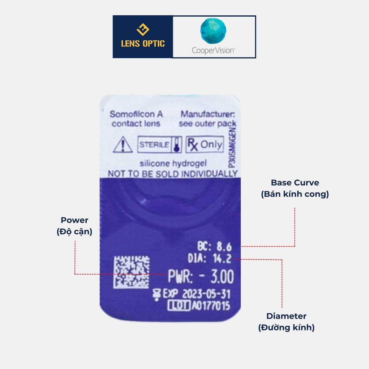 Kính áp tròng trong suốt Clariti Elite dùng 1 tháng, lens không màu có độ cho mắt cận- Lens Optic