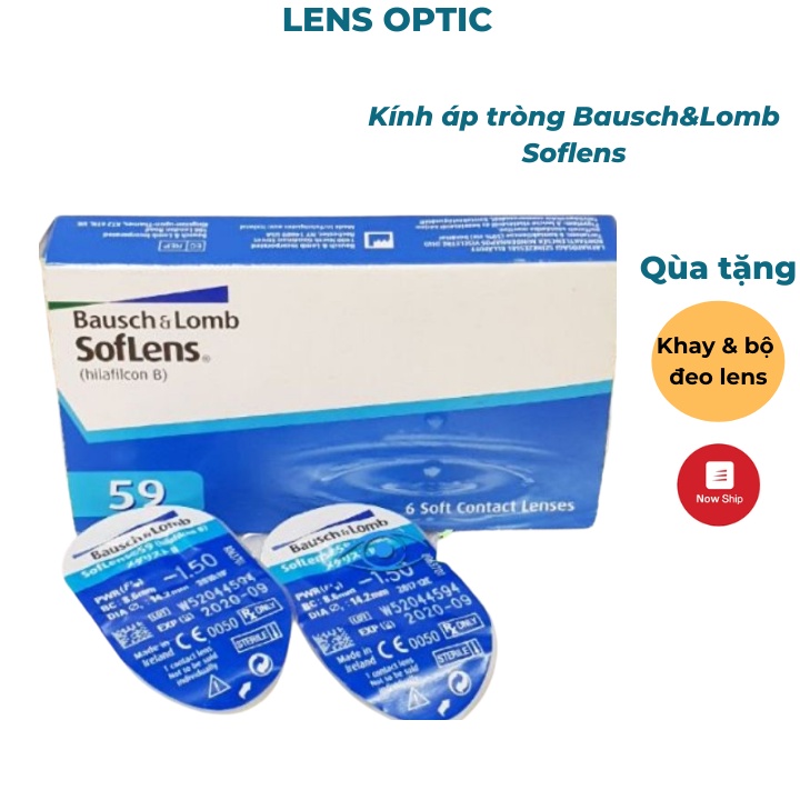 Kính áp tròng Bausch & Lomb 1 tháng không màu, lens trong suốt có độ cận