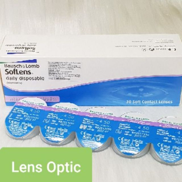 Kính áp tròng 1 ngày không màu Bausch Lomb , lens trong suốt có độ cận
