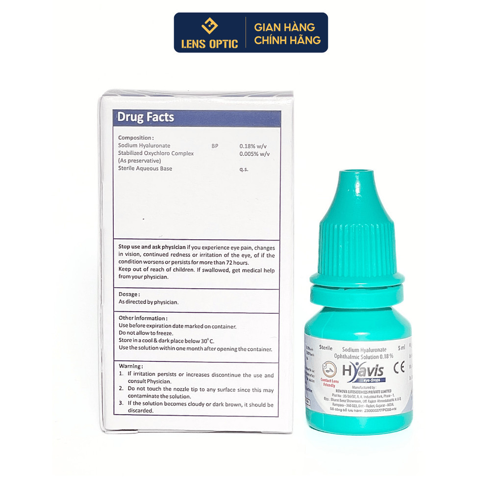 Nước Nhỏ Mắt Nhân Tạo HYAVIS 5ml - Cấp ẩm dành cho kính áp tròng