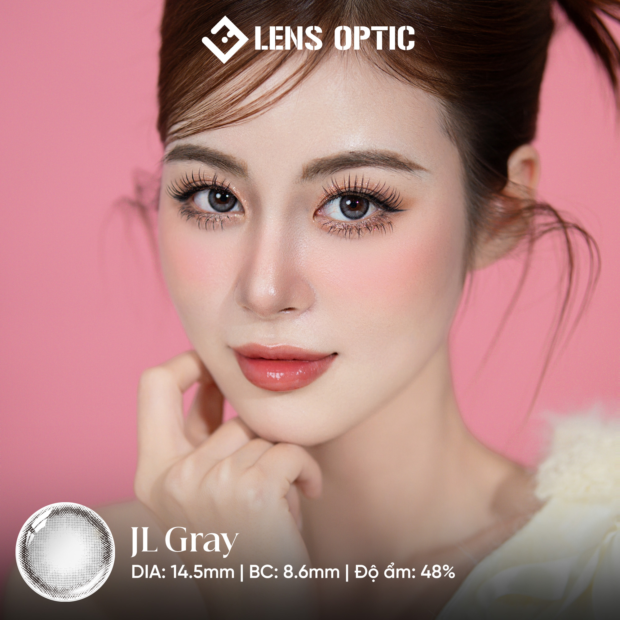 Kính áp tròng 6 tháng màu JL Gray giãn tròng 14.5mm