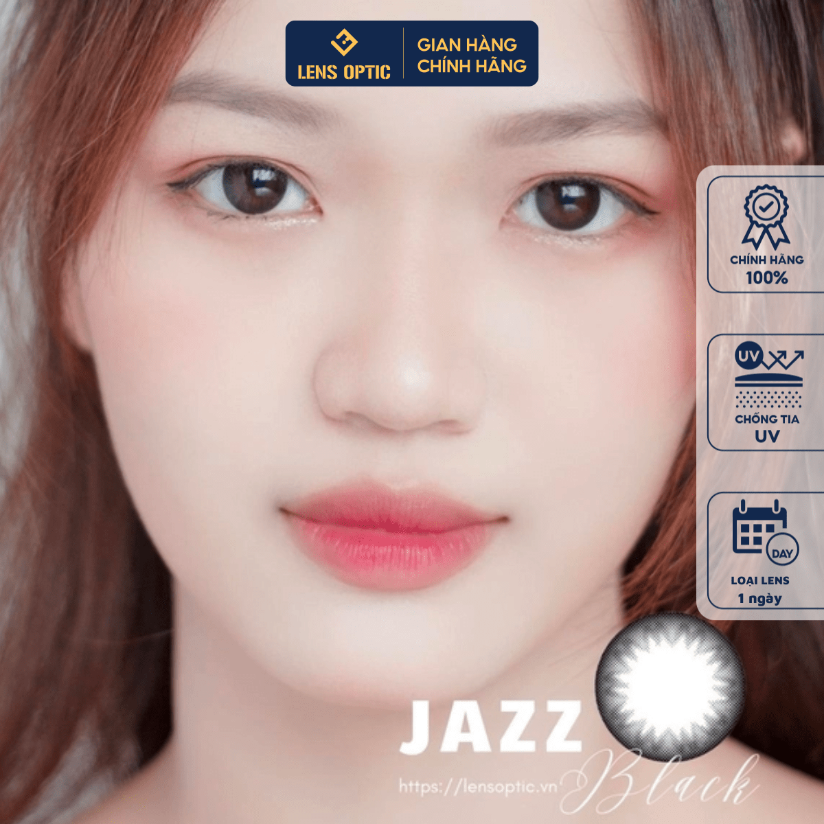 Kính áp tròng 1 ngày màu Jazz Black Clalen iris, lens mắt màu đen có độ cận - Lens Optic