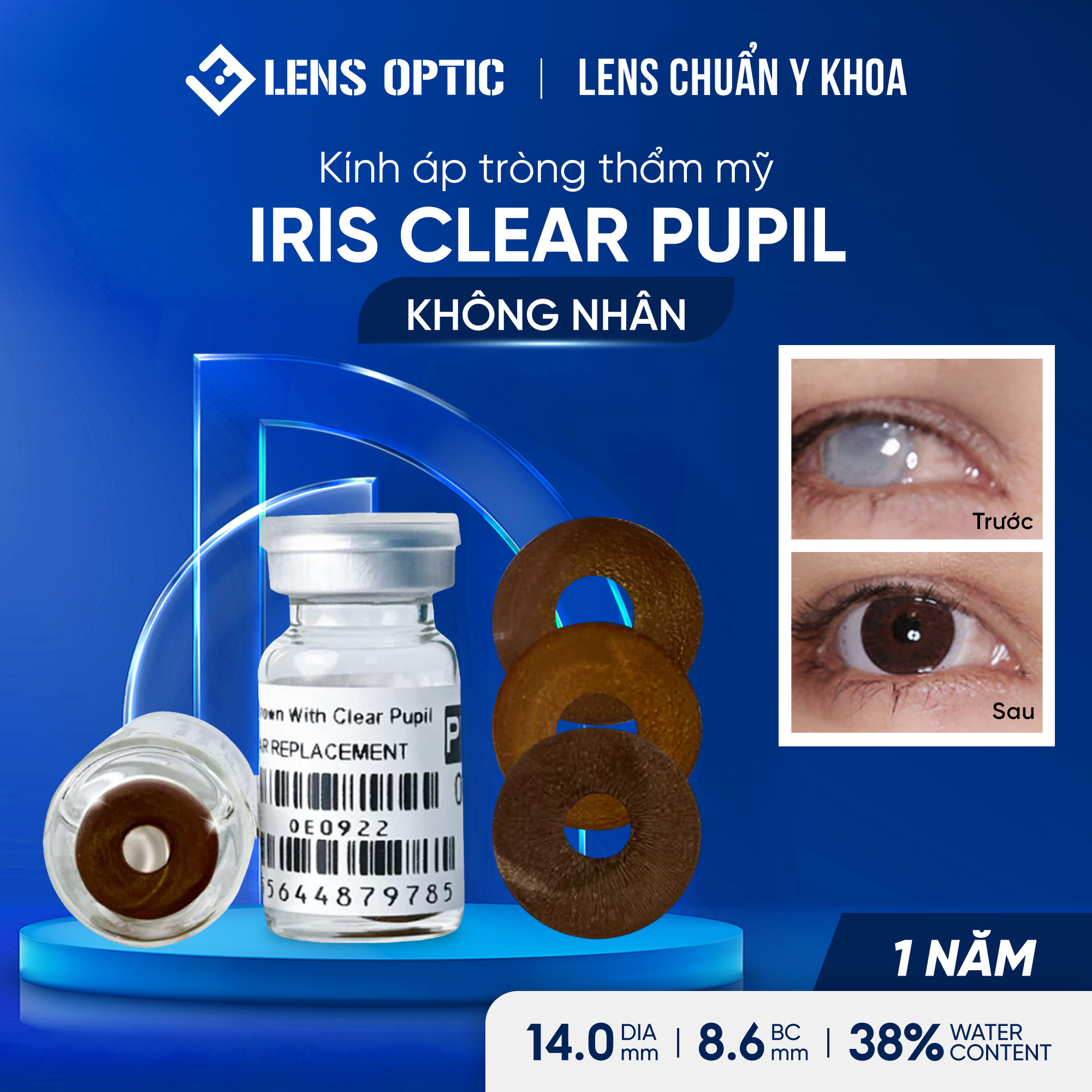 Kính Áp Tròng Che Khuyết Điểm IRIS CLEAR PUPIL, Lens Thẩm Mỹ Y Tế