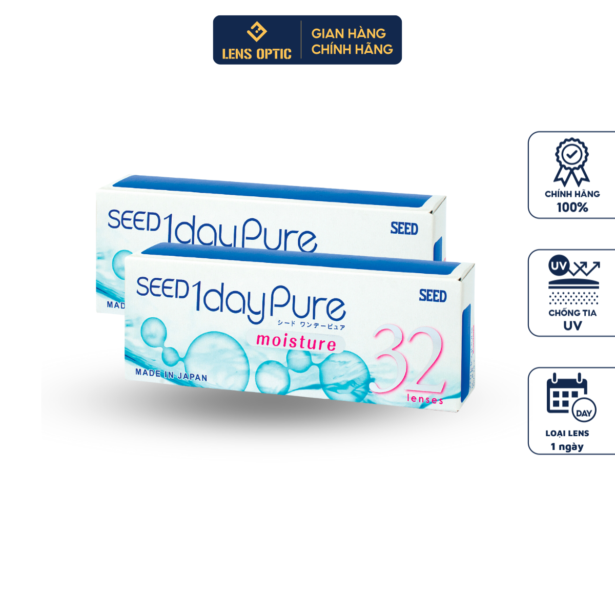 Kính áp tròng 1 ngày không màu SEED 1 Day Pure, lens trong suốt có độ cận