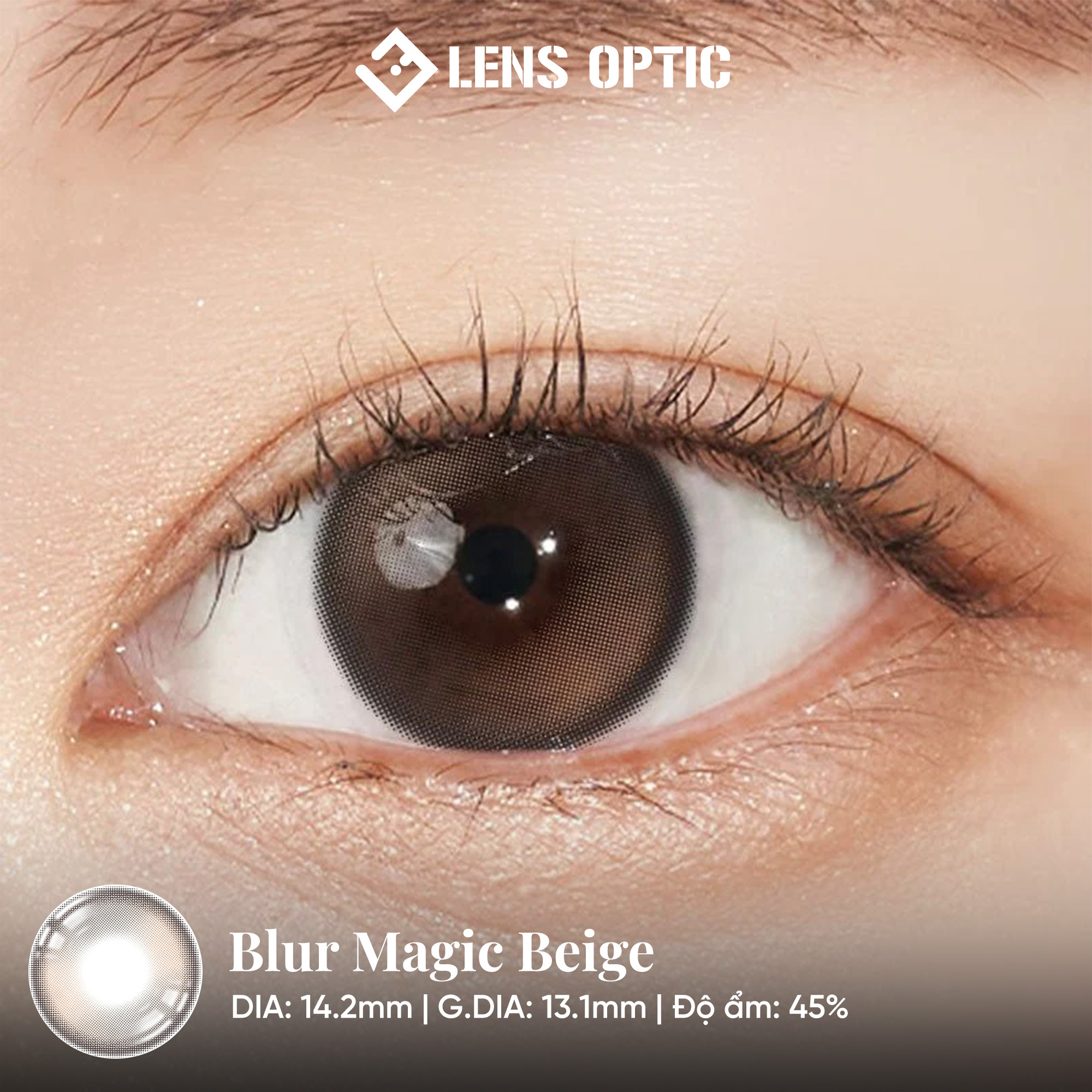 Kính Áp Tròng LENSGRAPHY 1 Ngày màu Blur Beige, Lens Tự Nhiên Cho Mắt Cận