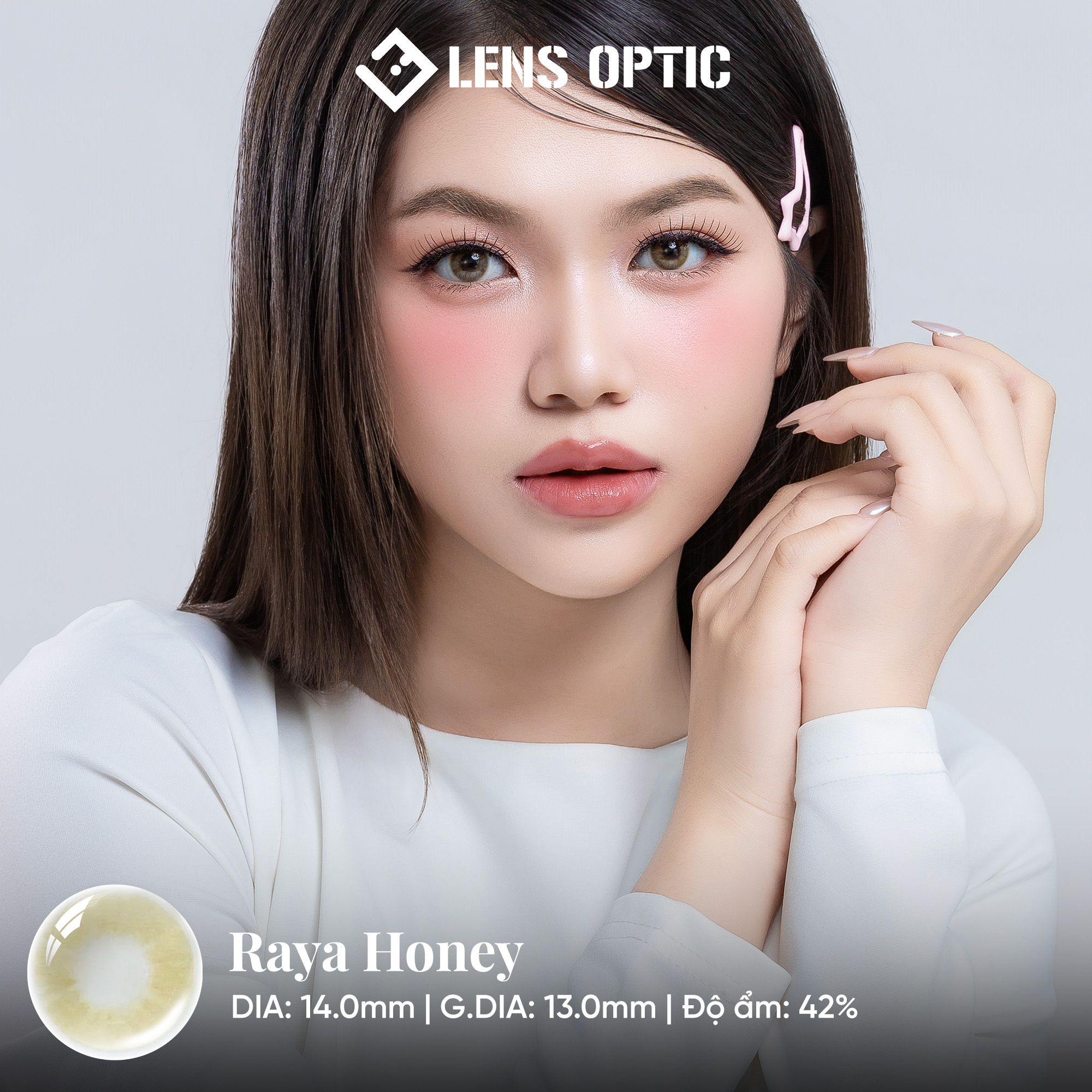 Kính Áp Tròng 1 Tháng RAYA HONEY, Lens màu mật ong tự nhiên