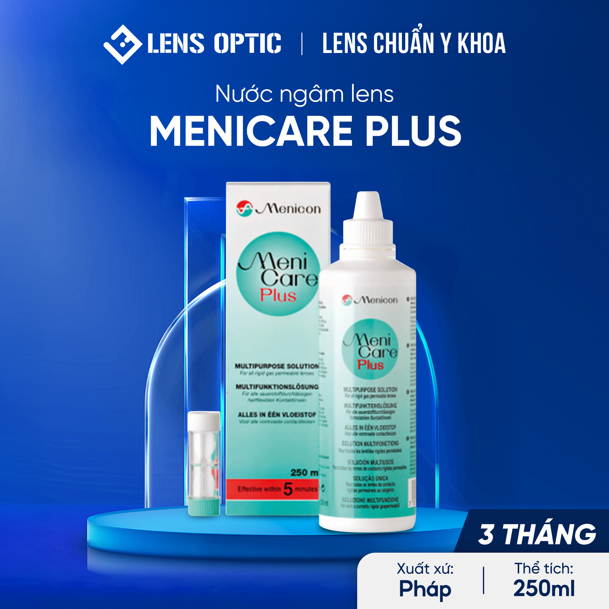 Nước ngâm lens cứng Menicare Plus 250ml - Vệ Sinh Và Khử Trùng