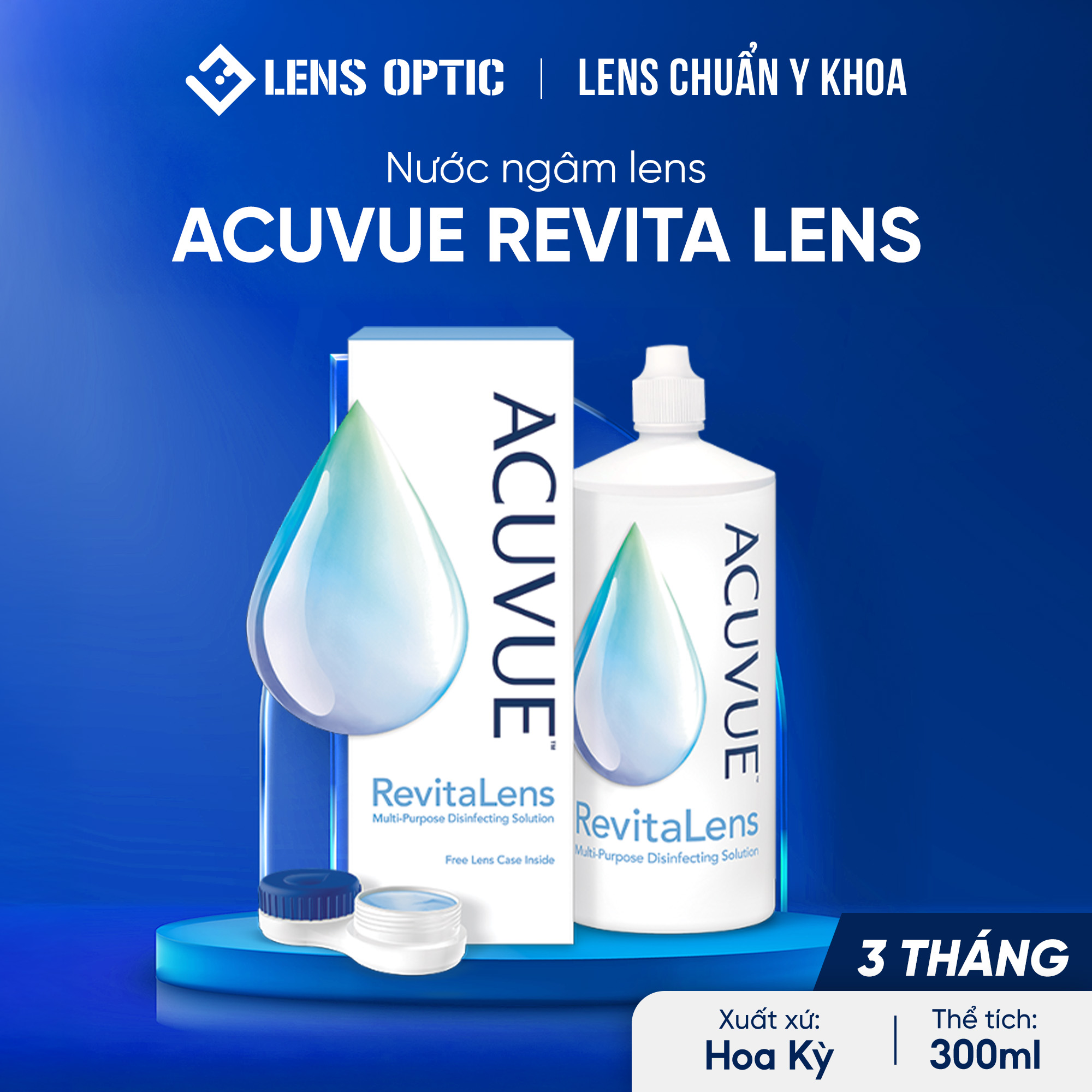 Nước Rửa Lens /Ngâm Kính Áp Tròng Acuvue RevitaLens | Khử Trùng Kép, Chống Khô Mắt
