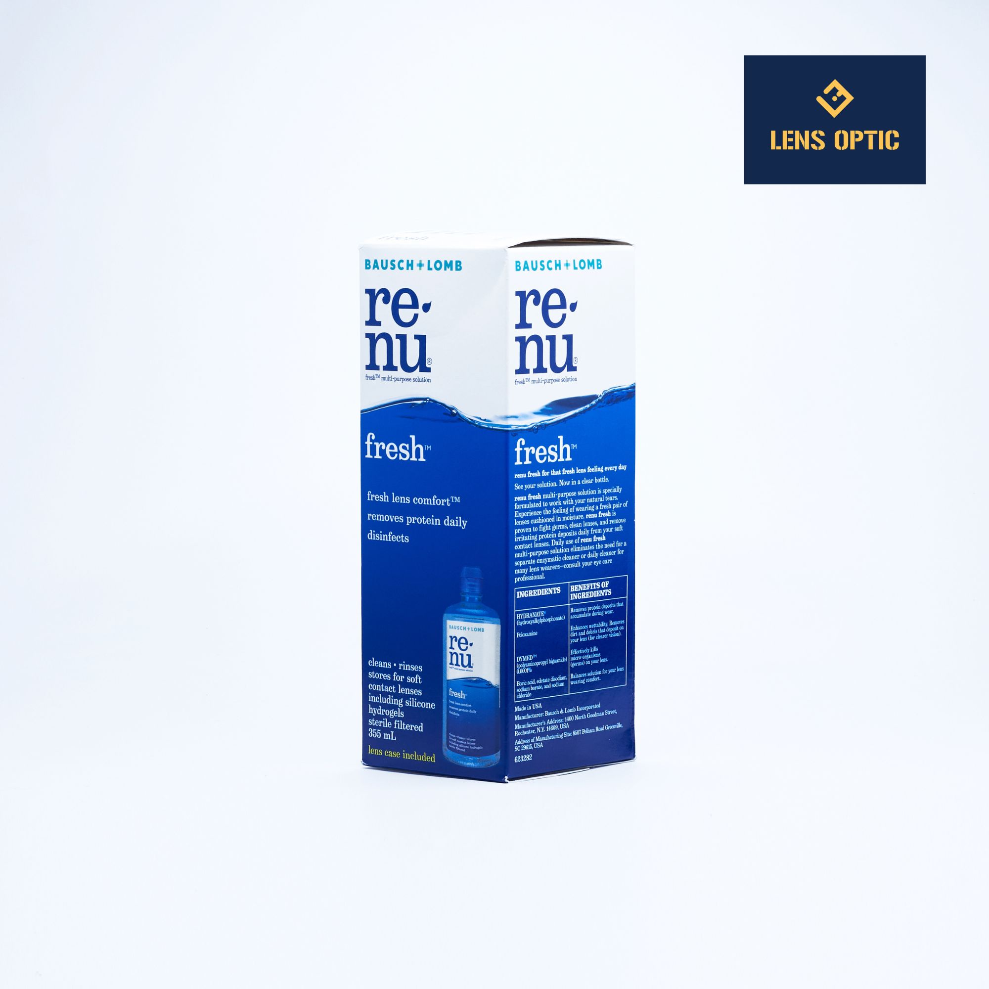 Nước ngâm lens Renu 355ml Bausch Lomb, nước rửa kính áp tròng USA