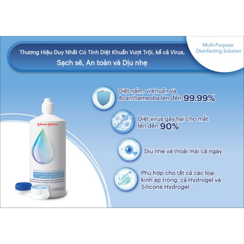Nước Rửa Lens /Ngâm Kính Áp Tròng Acuvue RevitaLens | Khử Trùng Kép, Chống Khô Mắt