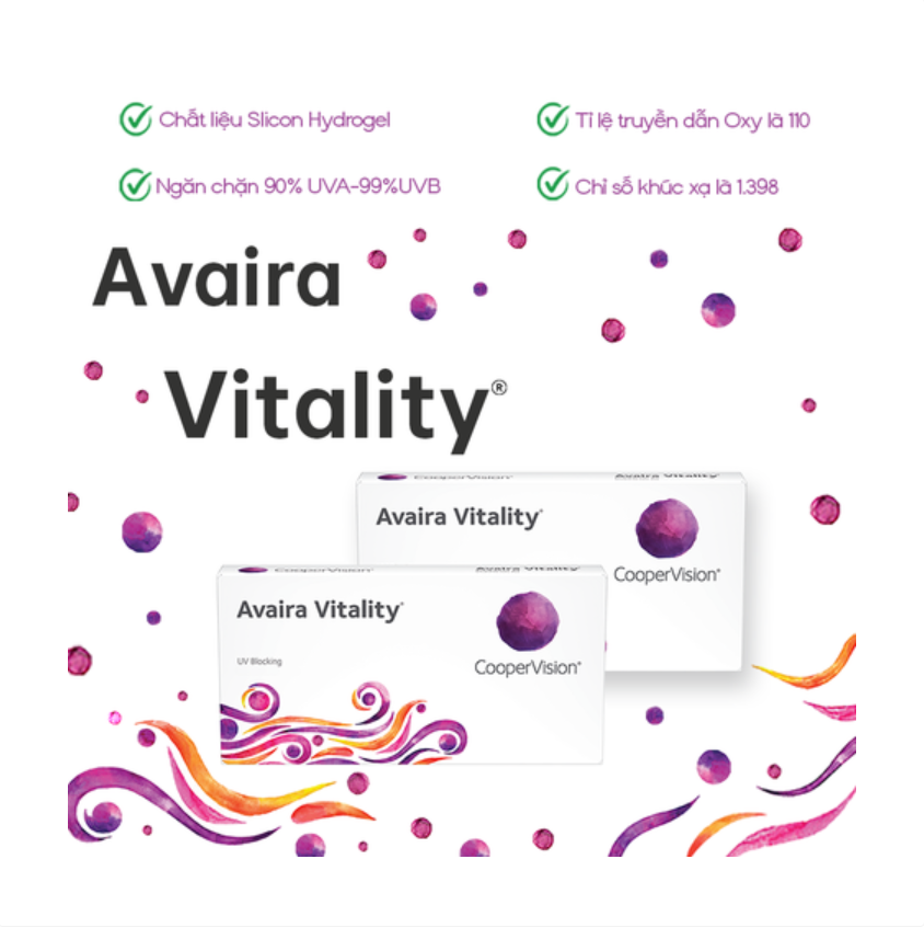 Kính áp tròng 1 tháng Avaira Vitality không màu, lens mắt trong suốt có độ cận -0.50>-12.00-Lens Optic