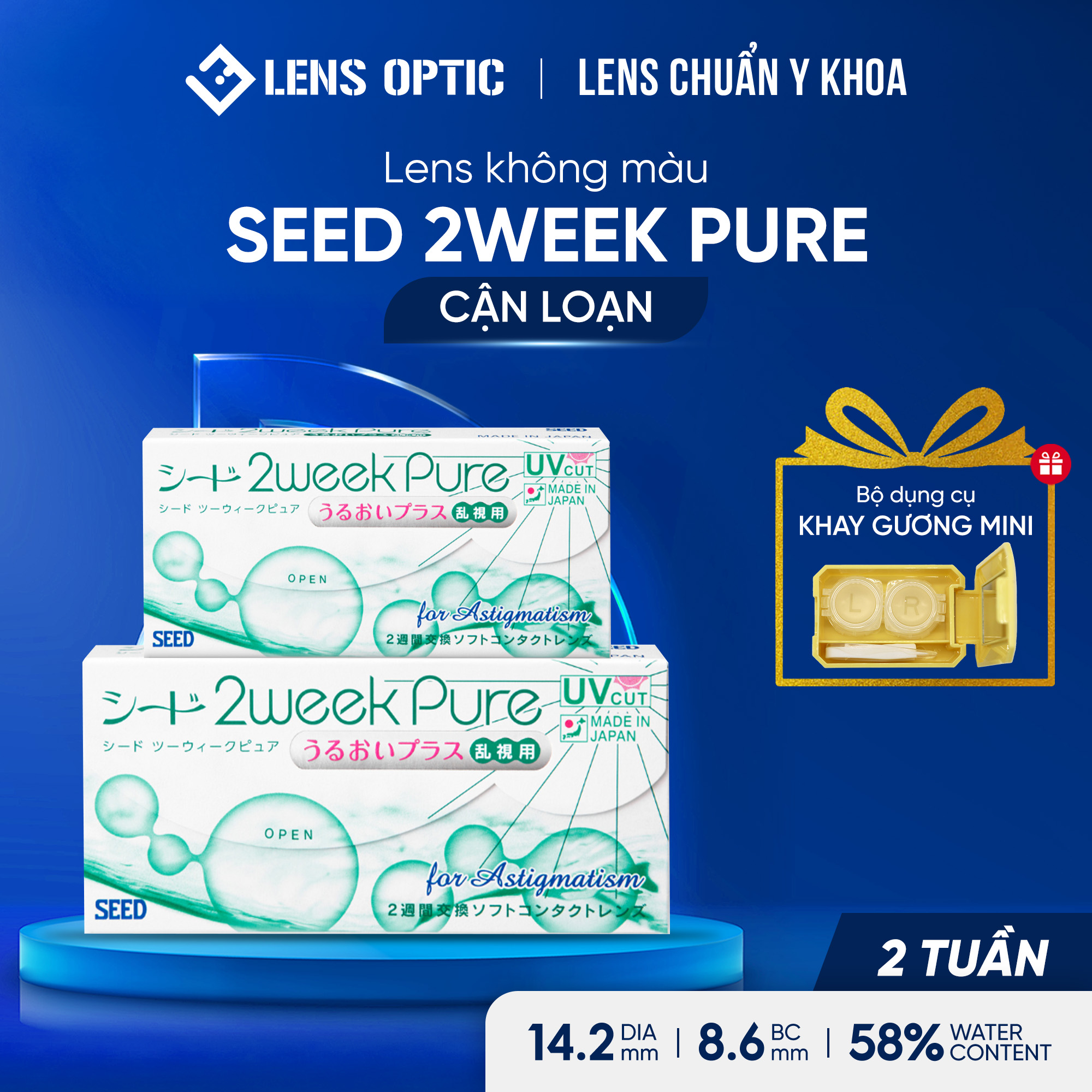 Kính áp tròng Loạn Thị không màu 2 Tuần - SEED 2week pure Up for astagmatism