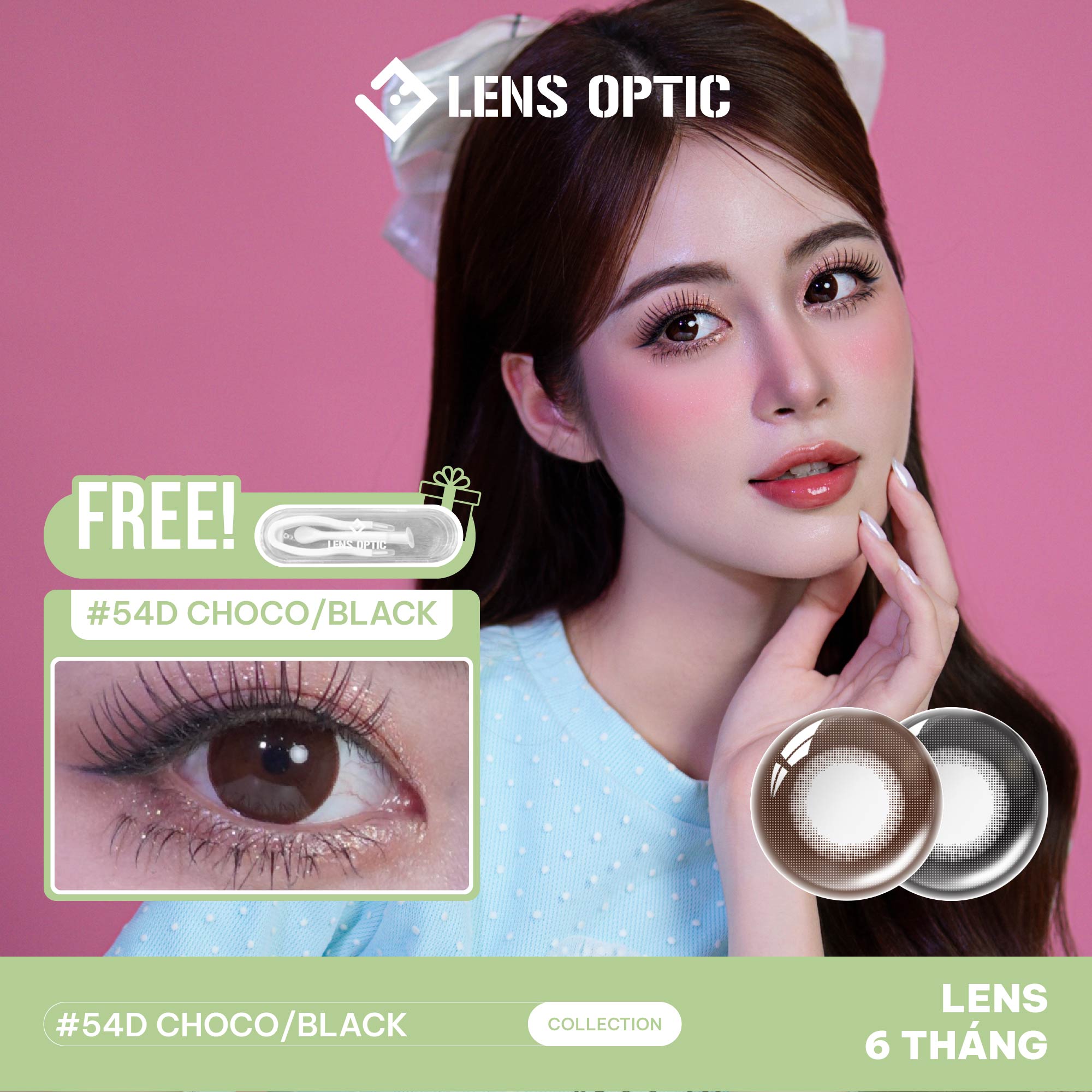 KÍNH ÁP TRÒNG 6 THÁNG MÀU 54D CHOCO GIÃN TRÒNG 15.0mm