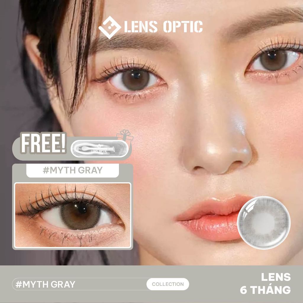 Kính Áp Tròng 6 Tháng Myth Gray, Lens Xám Tự Nhiên Và Tiết Kiệm
