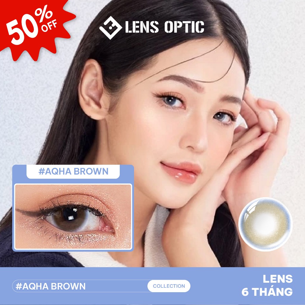 Kính áp tròng 6 tháng màu AQHA Brown, Lens Sắc Nâu Trầm Quý Phái