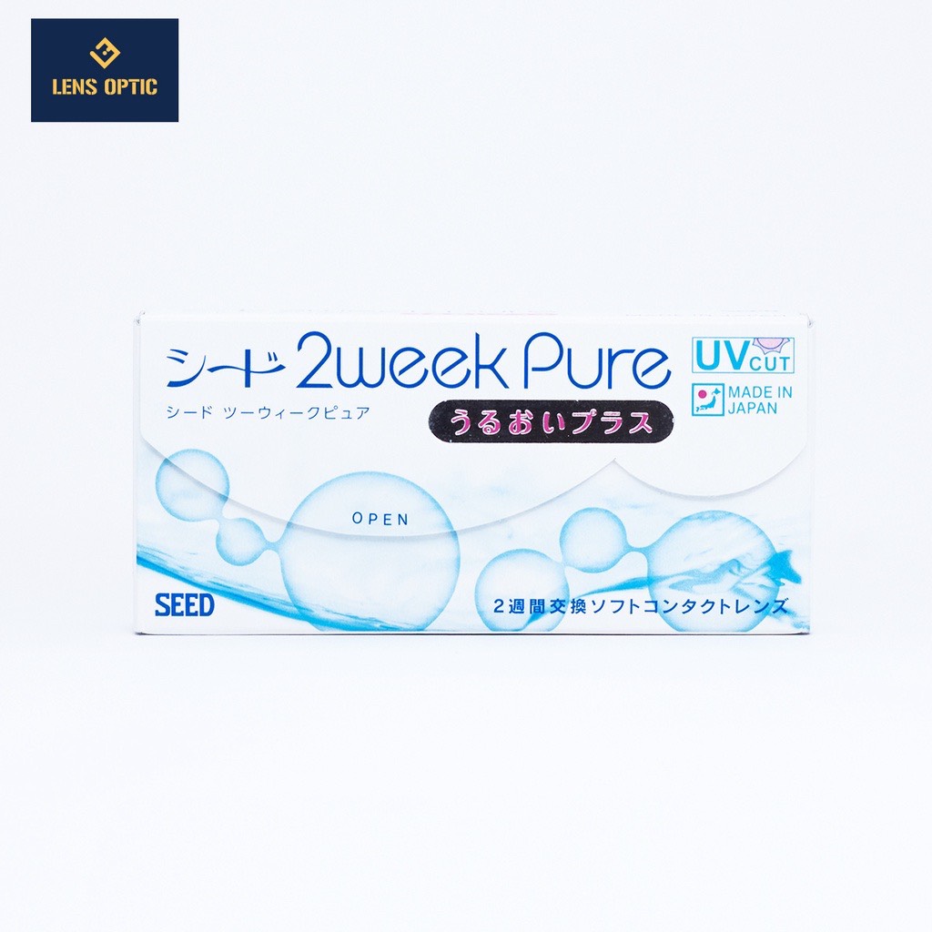 [1 HỘP] Kính áp tròng SEED dùng 2 tuần không màu -2 Week Pure, lens mắt trong suốt có độ cận-Lens Optic