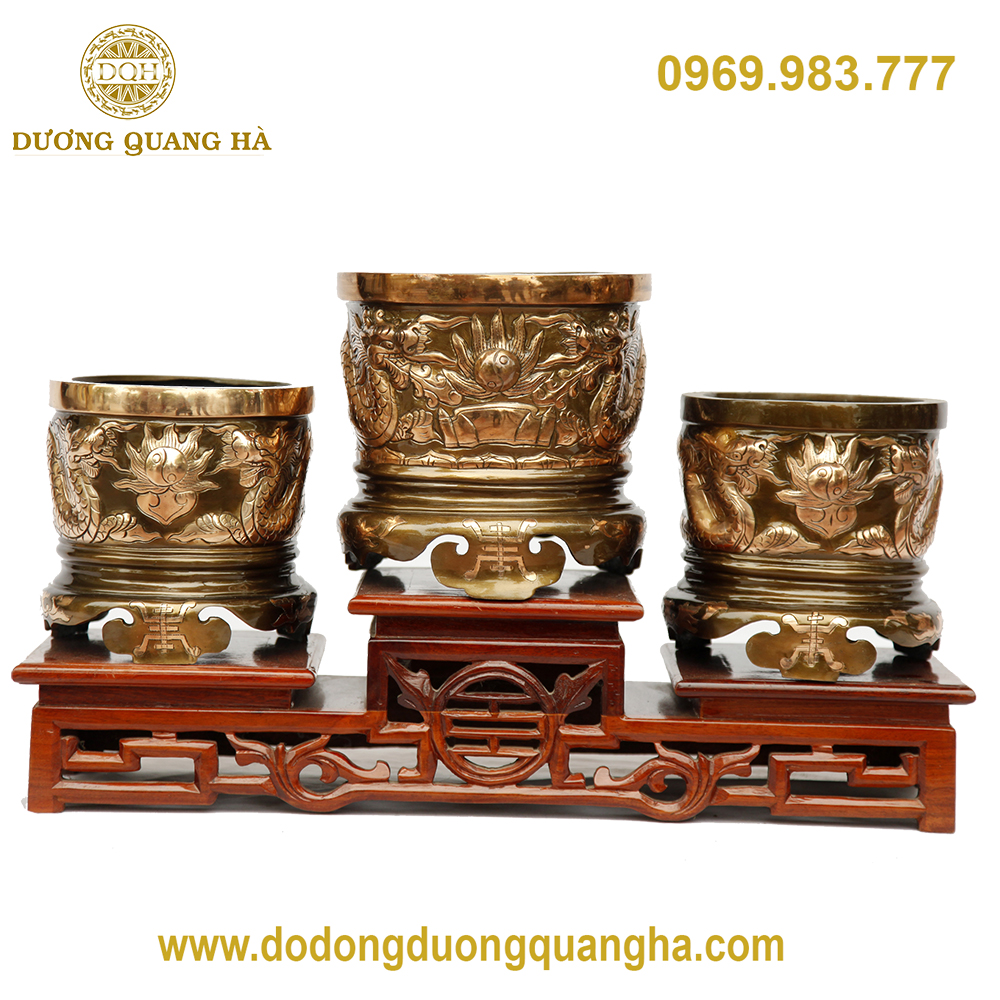 Bát hương đồng đỏ phớt nỉ 