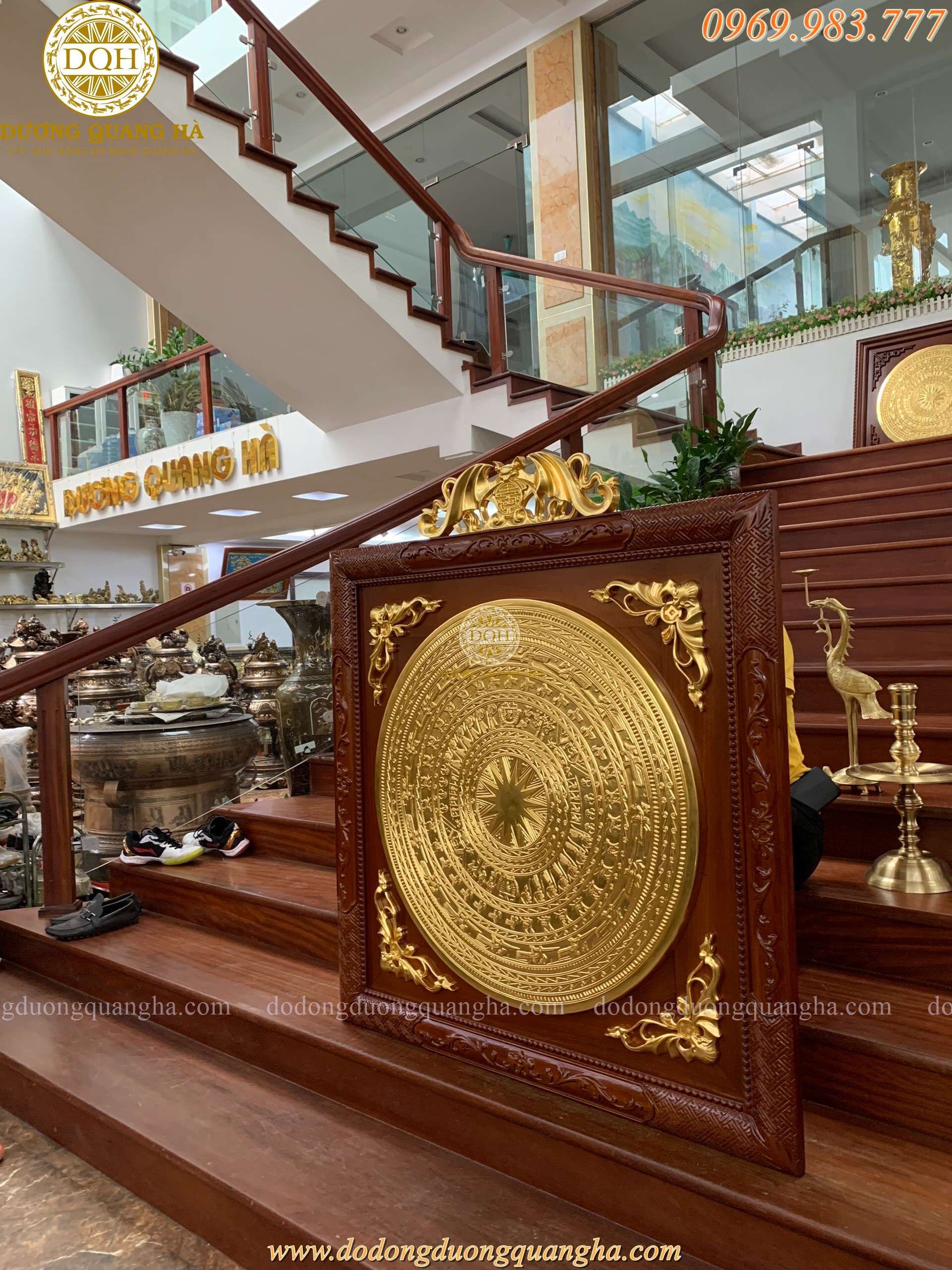 TRANH MẶT TRỐNG ĐỒNG ĐƯỜNG KÍNH 80CM DÁT VÀNG 9999