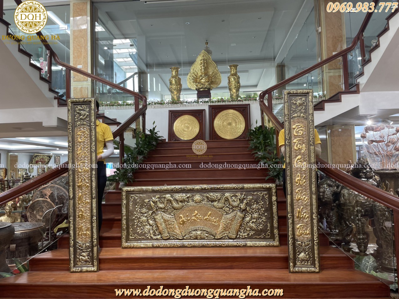 Hoành Phi câu đối 1m76 dát chữ vàng 