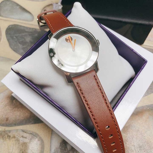 Đồng hồ Movado nam dây da màu nâu