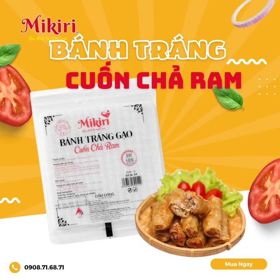 BÁNH TRÁNG GẠO NHÚNG KHÔNG DÍNH - SẢN PHẨM MỚI TỪ MIKIRI Banh-trang-cuon-cha-ram