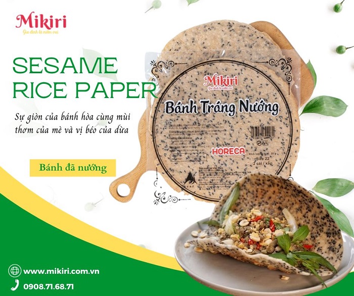 BÁNH TRÁNG NƯỚNG MIKIRI - BÁNH TRÁNG NƯỚNG MÈ DỪA HẤP DẪN Sesame-rice-paper