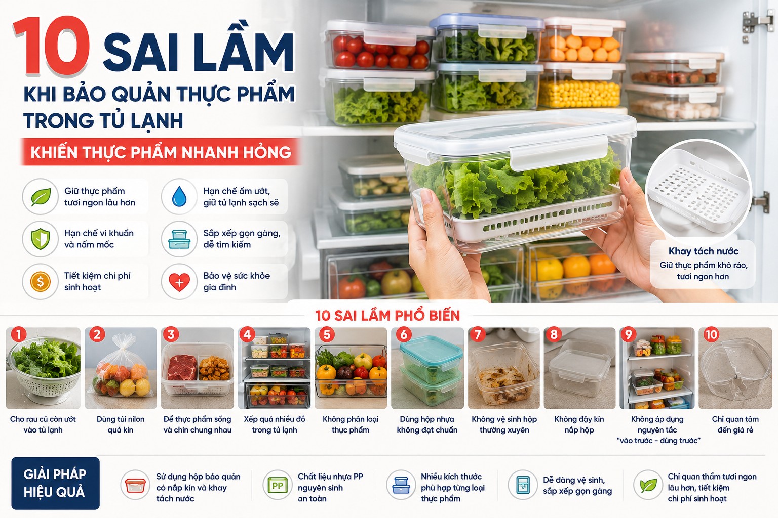 10 Sai Lầm Khi Bảo Quản Thực Phẩm Trong Tủ Lạnh Khiến Thực Phẩm Nhanh Hỏng Và Cách Khắc Phục