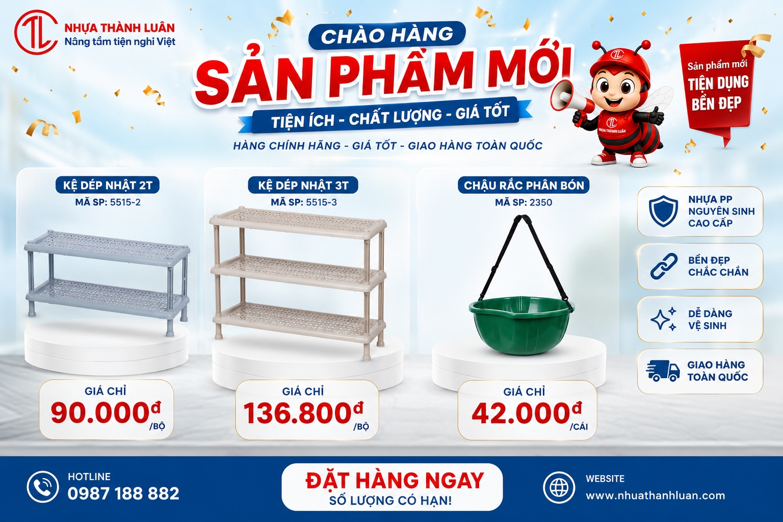 Nhựa Thành Luân Chính Thức Giới Thiệu 3 Sản Phẩm Mới Nhựa Việt Nhật 2026 – Tiện Ích Hơn, Chất Lượng Hơn, Giá Thành Hấp Dẫn