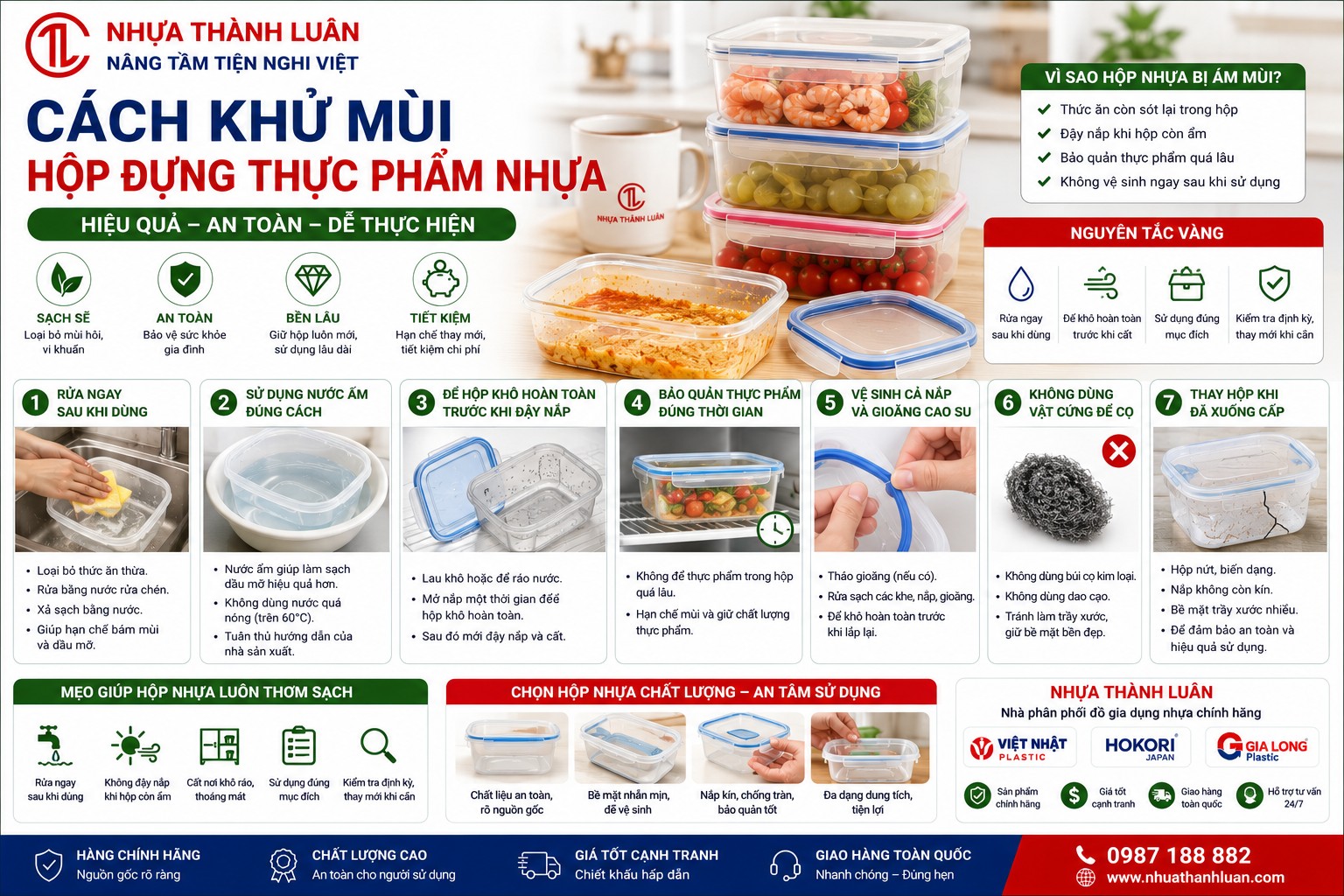  CÁCH KHỬ MÙI HỘP ĐỰNG THỰC PHẨM NHỰA HIỆU QUẢ, AN TOÀN VÀ DỄ THỰC HIỆN