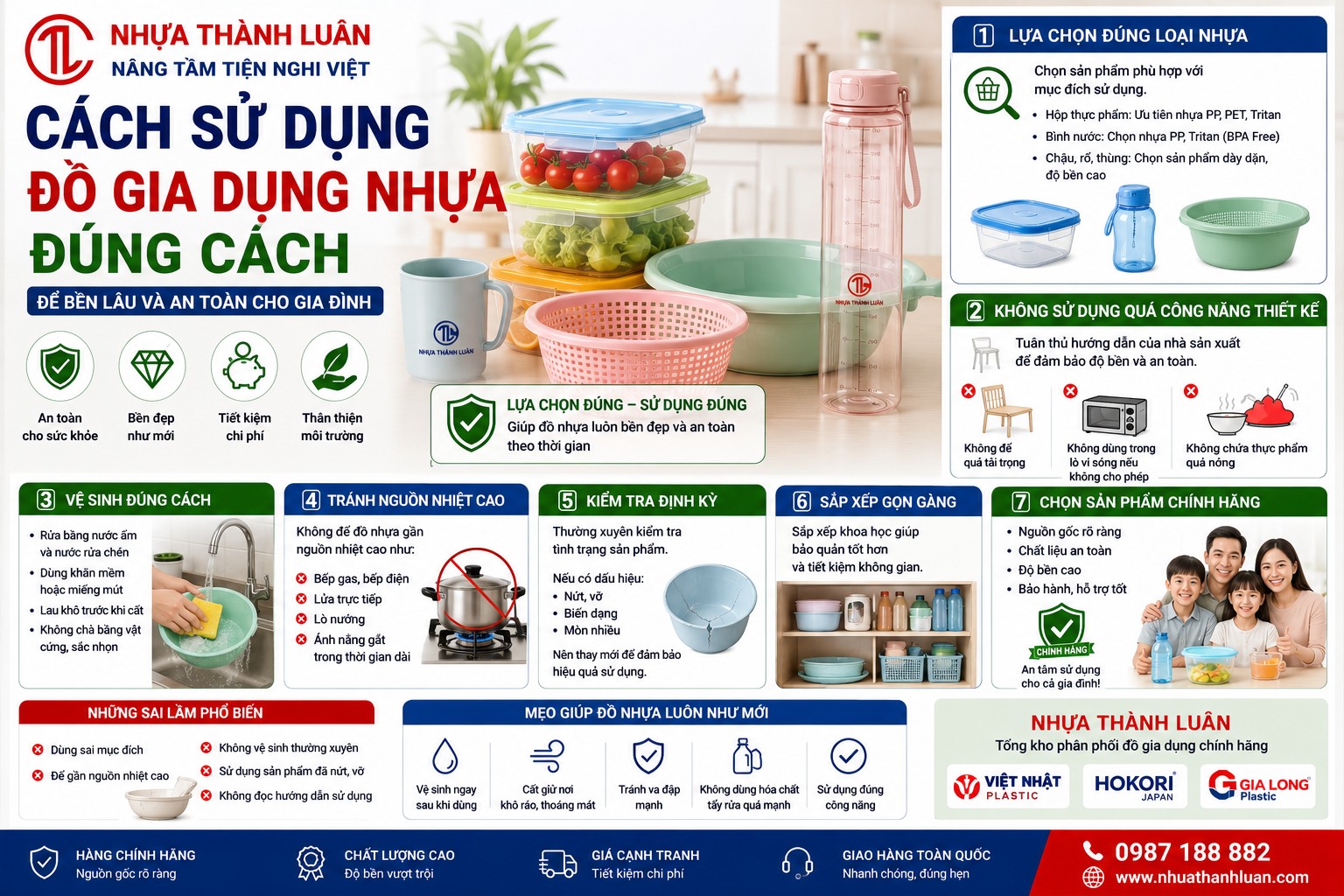 CÁCH SỬ DỤNG ĐỒ GIA DỤNG NHỰA ĐÚNG CÁCH ĐỂ BỀN LÂU VÀ AN TOÀN CHO GIA ĐÌNH