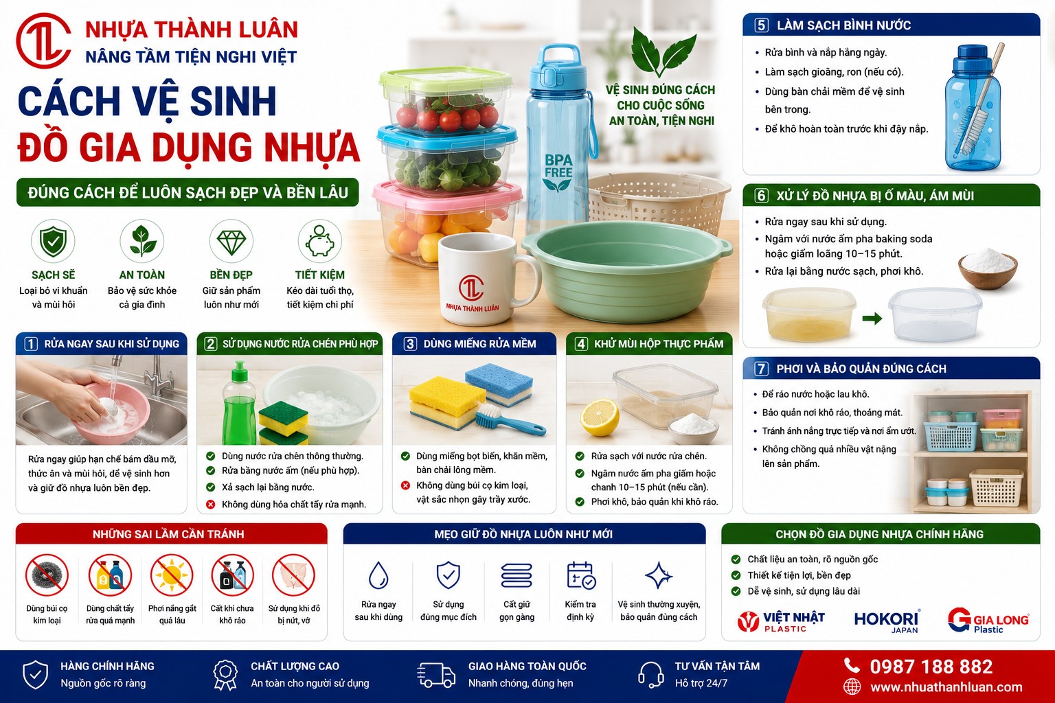 CÁCH VỆ SINH ĐỒ GIA DỤNG NHỰA ĐÚNG CÁCH ĐỂ LUÔN SẠCH ĐẸP VÀ BỀN LÂU
