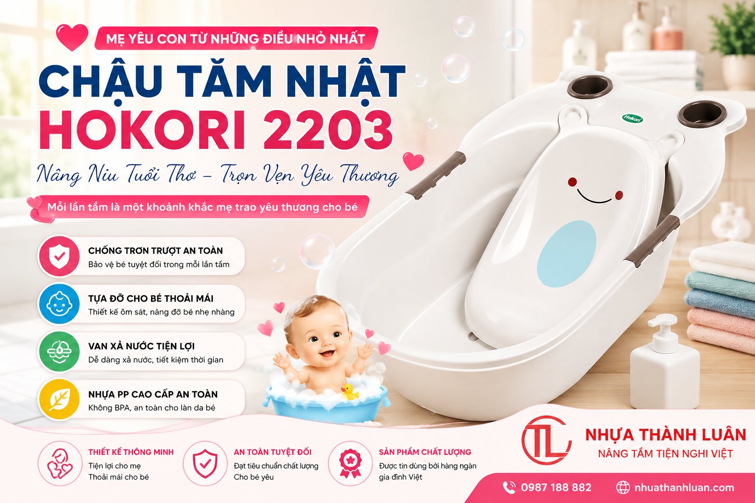 Chậu Tắm Nhật Hokori – Nơi Tình Yêu Của Mẹ Bắt Đầu Từ Những Điều Nhỏ Nhất