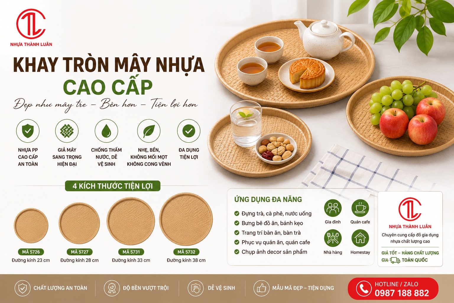 Khay Tròn Mây Nhựa Cao Cấp – Xu Hướng Gia Dụng Được Ưa Chuộng Năm 2026