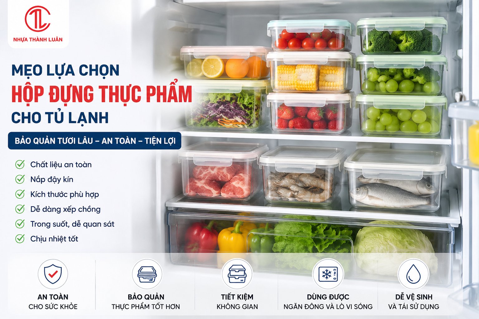 Mẹo Lựa Chọn Hộp Đựng Thực Phẩm Cho Tủ Lạnh Giúp Bảo Quản Tươi Lâu Và Tiết Kiệm Không Gian