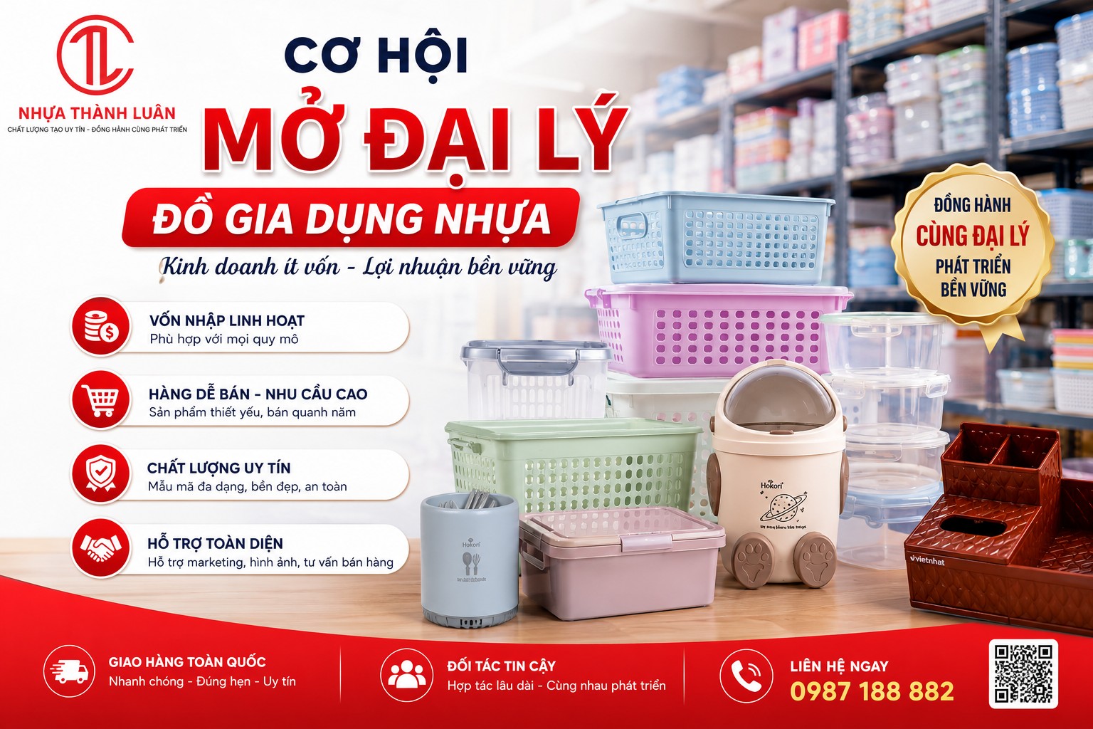 Cơ Hội Mở Đại Lý Đồ Gia Dụng Nhựa Năm 2026 – Xu Hướng Kinh Doanh Ít Vốn, Nhu Cầu Cao