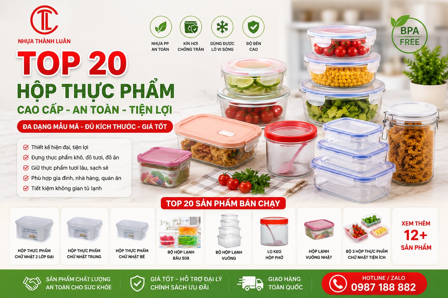 Top 20 Hộp Thực Phẩm Được Khách Hàng Ưa Chuộng Tại Nhựa Thành Luân 2026
