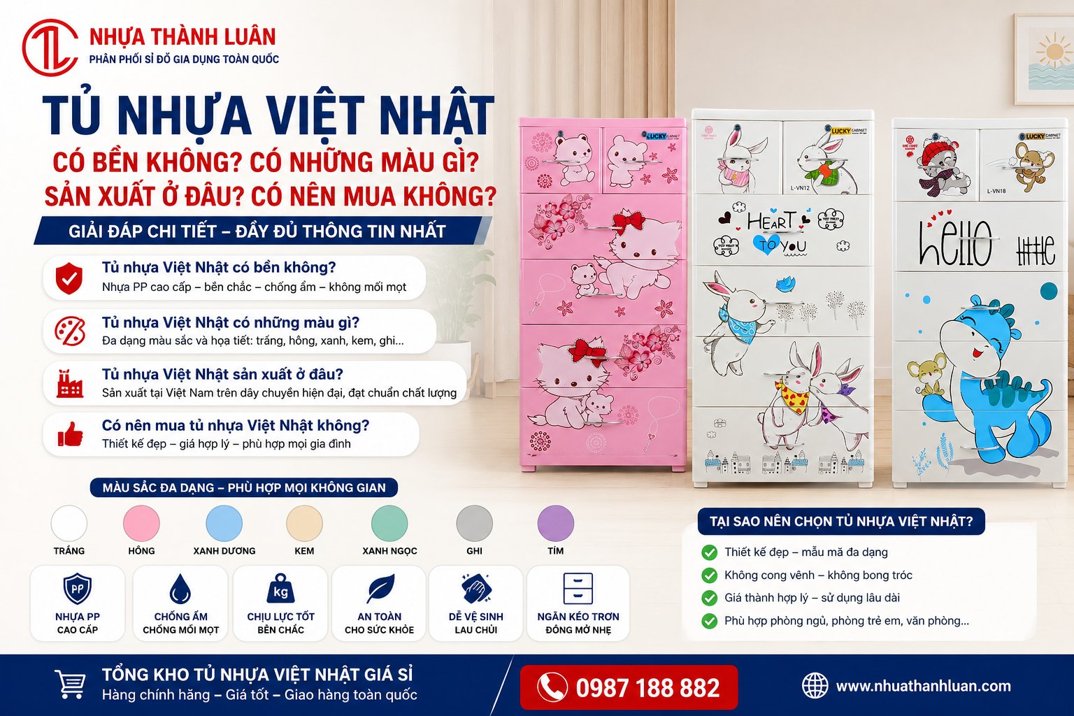 Tủ Nhựa Việt Nhật Có Bền Không? Có Những Màu Gì? Sản Xuất Ở Đâu? Có Nên Mua Không?