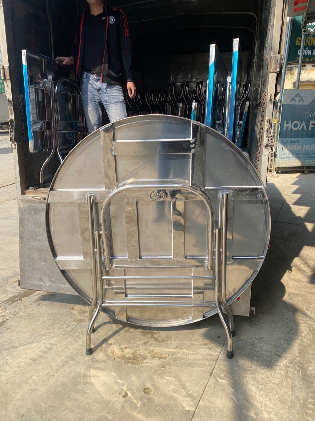 BÀN TRÒN INOX 1m4 DẦY