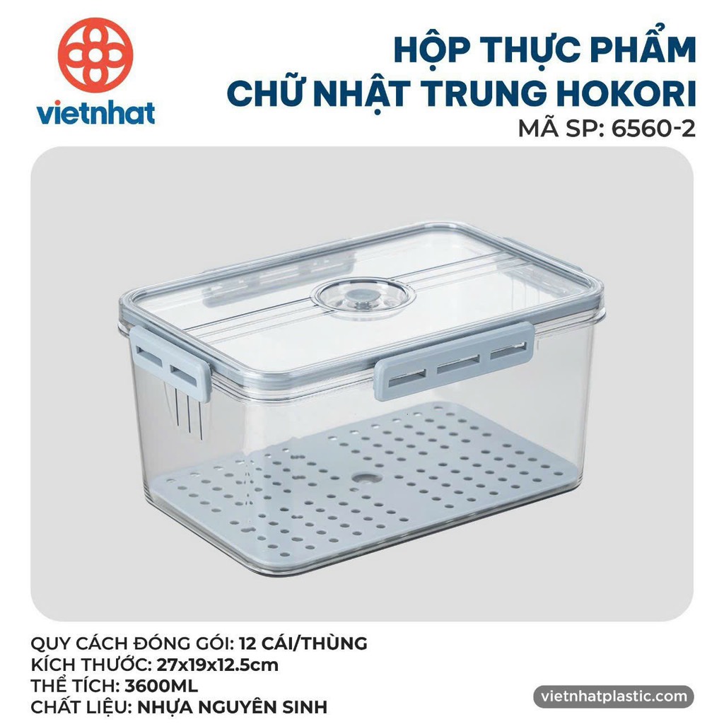 HỘP THỰC PHẨM CHỮ NHẬT TRUNG HOKORI 6560-2