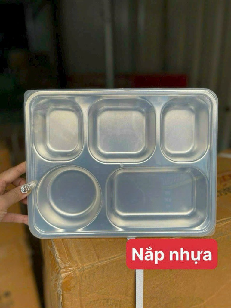 khay cơm inox to