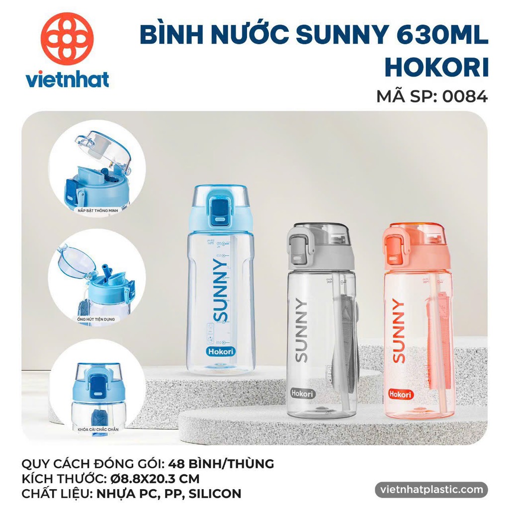 BÌNH NƯỚC SUNNY 630ML HOKORI 0084