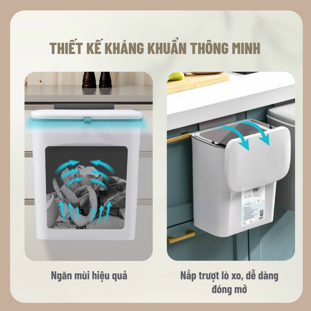 thùng rác treo tường megahome 9L